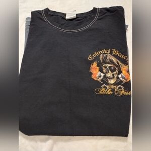 Black Ombre Graphic T-Shirt with Skull Pirate Design Bikefest 2021